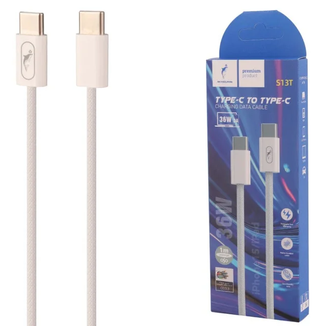 کابل دو سر تایپ سی فست شارژ 36 وات اسکای دلفین S13T طول 1 متر